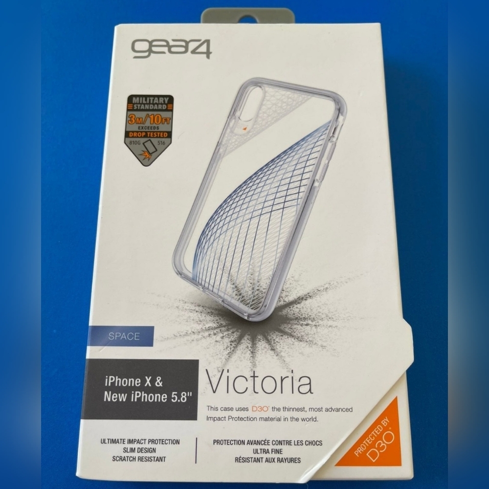 iPhone X/XS - ZAGG Gear4 Victoria Case (CLEAR / BLUE)